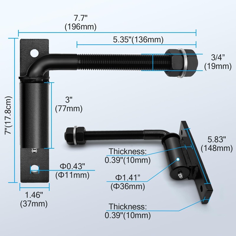JEXIFY 3/4'' J Bolt Gate Hinge, 7" Heavy Duty Gate