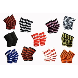 Kango Fitness Knee Wraps (Pair) for Cross Training WODs,Gym Workout,Weightlifting,Fitness & Powerlifting - Best Knee Straps for Squats - For Men & Women- 78"-Compression & Elastic Support (Black/Red)