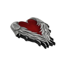 PinMart Heart With Angel Wings Enamel Lapel Pin - Antique Nickel-Plated Badge With Secure Clutch Back – 1 Piece