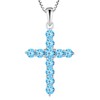 STARCHENIE Cross Necklace Sterling Silver Crucifix Pendant Created Aquamarine Jewelry