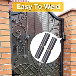 CustomyLife 10 Pcs Barrel Hinges Weld On, 2-1/2" Long 3/8" Diameter Carbon Steel Weldable Gate Hinges, Heavy Duty Detachable Door Hinge for Metal Swing Door, Trailer Ramp, Glass Door Hinge Pin OD 1/4"