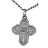 Jeweled Cross Small Pewter Four-Way Medal with 18" Chain
