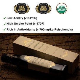 Entimio Cortese Organic Italian Extra Virgin Olive Oil from Italy, 700+ mg/kg High in Polyphenols, 2025 Gold Winner, Tuscany Early Harvest evoo, Cold Extracted, Lab Tested - 8.5 fl oz