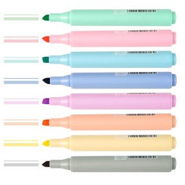 chosch 8 Assorted Pastel Color Highlighters Markers, Chisel Tip Dry-Quickly Non-Toxic Highlighter for Adults Students Journaling Highlighting Planner Notes, Office School Supplies