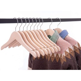 Cocomaya 32 cm Unfinished Natural Eco Wooden Kinder Baby Kinder Kleinkind Kleiderbügel Mäntel Kleidung Hemden Kleiderbügel mit 360 Swivel Haken, 10er Pack