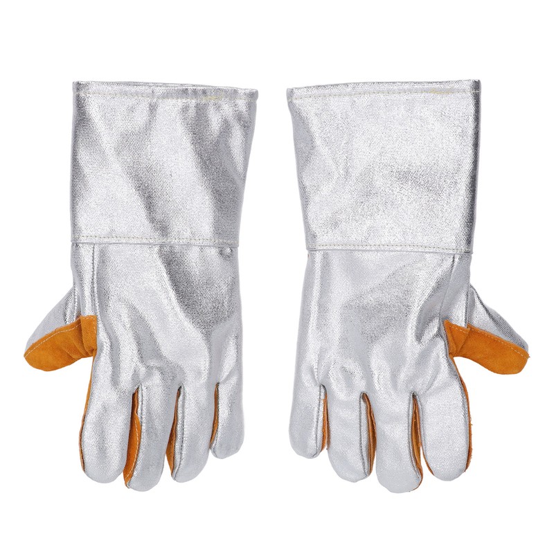 1 Pair Cowhide Welding Gloves Heat Resistant Fireproof Hard Wearing