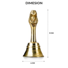BUYERS POINT Solid Brass Ghanti for Pooja | 3.7" Puja Bell for Temple | Hand Held Bell for Events Decoration, Food Line, Alarm, Jingles, Ringing and Service Bell