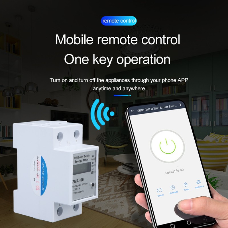 Single Phase Energy Meter WiFi Metering Switch Electric Meter APP