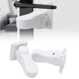 ZILZUFA Pack of 2 Child Lock for Door Handles, Door Handle Stopper, Door Handle Safety Lever, Child Safety Door, Door Lock, No Tools, Easy to Use (White)