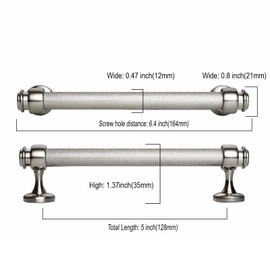 Asidrama 10 Pack 5 Inch(128mm) Knurled Brushed Satin Nickel Kitchen Cabinet Handles, Cabinet Pulls Kitchen Cabinet Hardware Cupboard Handles Drawer Handles Dresser Pulls