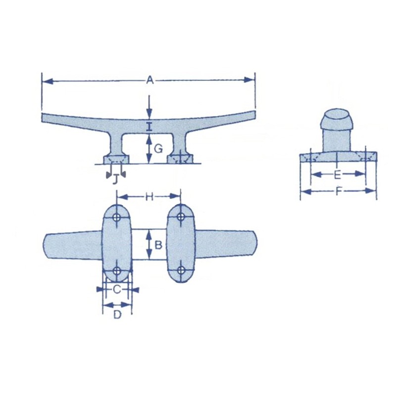 Stainless Steel Boat Cleat Open Base 125MM (5" 4 Hole