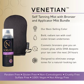 Norvell Norvell Venetian Sunless Tanning Bundle: Aerosol Spray Solution Mist with Bronzer for Instant Sun Kissed Glow, 7 fl. oz. and Streak Free Washable Applicator Blending Tan Mitt for Flawless Results