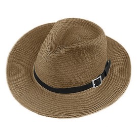 Wide Brim Straw Panama Beach Fedora Vintage UPF Outdoor Travel Golf Gardening Fishing Cosplay Costume Sun Hat Summer Men Women Roll up Straw Cowboy Hat Coffee