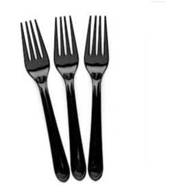 100 Heavy Duty Black Reusable and Washable Forks-Strong Fork Perfect for Parties and Basic Everyday Tableware and Dinnerware