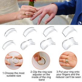 YPYMOD Ring Size Adjuster Set, Ring Sizer, Ring Spacer, Invisible Tightener Transparent Resizer with Polishing Cloth for Loose Rings