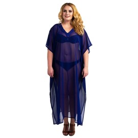 Miss Lavish London Kaftan Hand Embroidered Caftans Beach Cover Ups Kimono Summer Maxi Dresses [138-Navy UK 10-16]