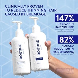Routine Wellness - Juego de champú y acondicionador para cabello más fuerte, con biotina, seguro para color, sin sulfato, vegano, clínicamente probado