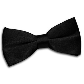New DQT Plain Black Mens Pre-Tied Bow Tie