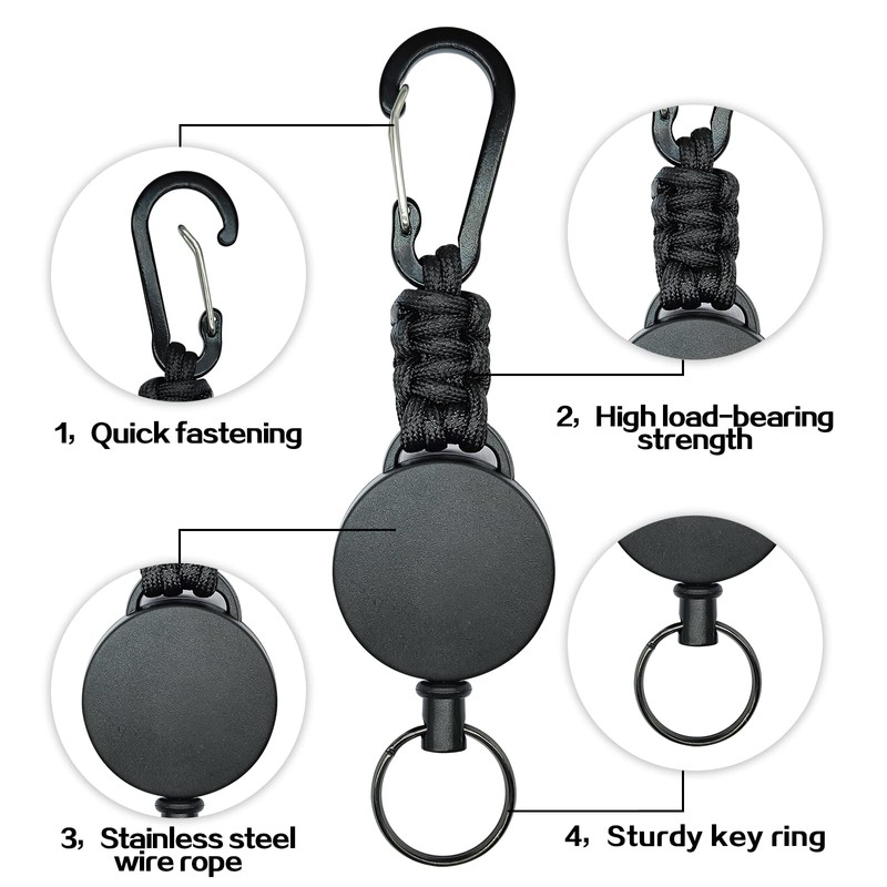 LISOPO 2pcs Key Fob Extendable Lanyard ID Yo-Yo Key Ring