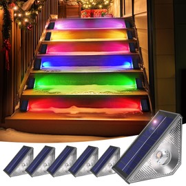 SOLPEX Solar Step Lights for Outside,Step Lights Outdoor Solar Powered Waterproof IP65,Solar Stair Lights for Step,Stair,Patio,Yard,Deck,Wall(8 Pack,RGB & Warm Cold White)