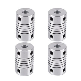4pcs Aluminum Alloy Flexible Coupler Silver 3mm to 5mm Shaft Coupling Flexible Coupling 19x25mm