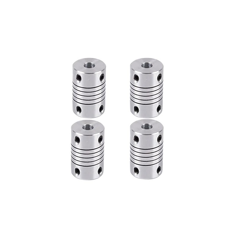 4pcs Aluminum Alloy Flexible Coupler Silver 3mm to 5mm Shaft