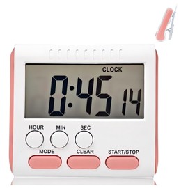 24 Hour Digital Timer Magnetic Kitchen Timer with Clip Large Screen Alarm Clock Refrigerator Magnet for Small Cooking Hour Timers and Home Use Perfect for Fridge and Stove (Pink)