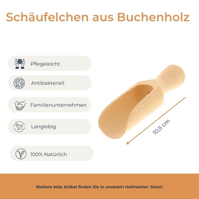 HOFMEISTER® Dosier-Schaufel aus Holz, 10,5 cm, Mess-Löffel für Gewürze, Tee,