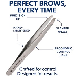 Beauty Power Professional Precision Slant Tweezers for Women Facial Hair - Tweezers for Men & Women, Eyebrow Tweezer for Ingrown Hair Blackhead & Splinter Removal - Grey
