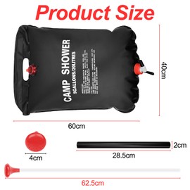 Traxenta 20 L Camping Shower, Solar Shower, Camping, Camping Shower, Solar Removable and Portable, Shower Bag with On/Off Shower Head, Travel Shower with Removable Hose for Outdoor Travel