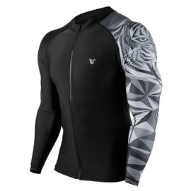 ADOREISM Men's Compression Rash Guards Long Sleeve Quick Dry Baselayer Sleeve Rashguard for Fishing Swimming Surfing Running (Tiger, 2XL)