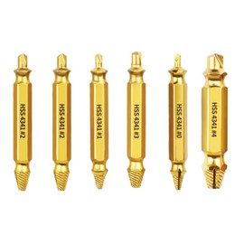 0XBIT Screw Extractor, 6 Pieces Left Extractor Set, Screw Extractor, Both Ends Can Be Used, Screw Remover, for Removing Damaged Screws
