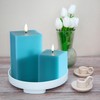 Girimax Turquoise Blue Square Ribbed Flameless Candles with Remote, Flickering
