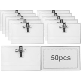 50 Pcs Name Badges for Work, mit Clip und Anstecknadel, Praktische Ausweishalter für Schule, Unternehmen, Konferenzen, Business Events, Wiederverwendbare Namensschilder