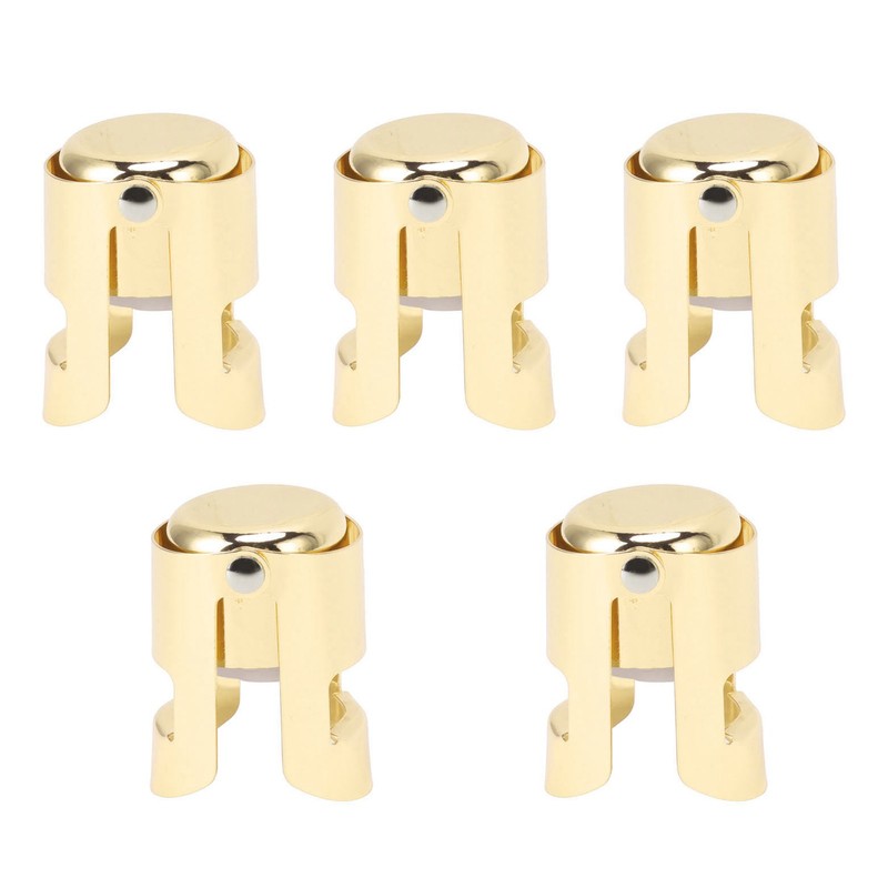 5Pcs Champagne Bottle Stopper Stainless Steel Champagne Sealer Plug Reusable