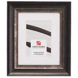 Craig Frames Ventura, 10 x 13 Inch Picture Frame Matted to Display a 7 x 10 Inch Photo, Aged Silver and Black