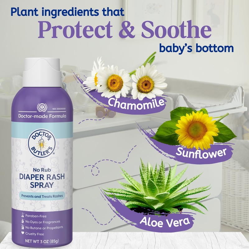Doctor Butler's Baby Diaper Rash Spray – No-Rub Sprayable Diaper
