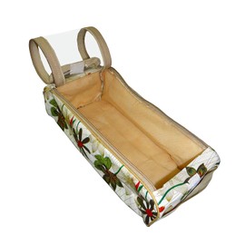 atorakushon Fabric Shoe Cover Portable Travelling Half Transparent Storage Bag Footwear Wardrobe Dust-Proof Organizer Pouch Set of 3 Flower Print, Flower Printed, Large, Travel Accessory- Shoe Bag