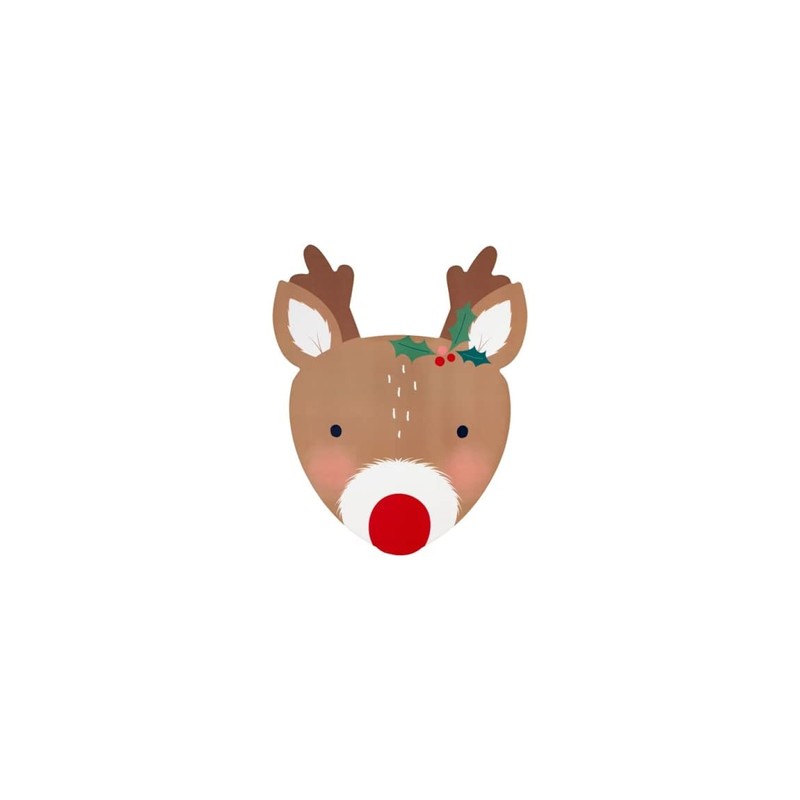 8 Piece Reindeer Shaped Coasters and Placemats Festive Christmas Tableware