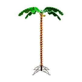 Tangkula 5 FT LED Lighted Palm Tree with 198 LED Lights for Outside Patio, Hawaii-Style Lighted Coconut Palm Tree, Outdoor & Indoor Holiday Decoration for Backyard, Poolside, Garden, Terrace