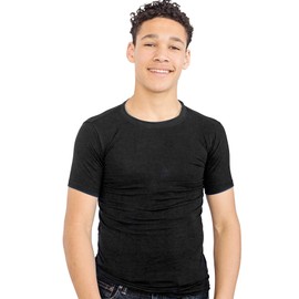 Fun and Function Sens-ational Hip Hugging Black Tee Short Sleeves for Kids and Teens Provides Deep Pressure for Children with Special Needs or Sensory Issues, Medium (Ages 8-9)