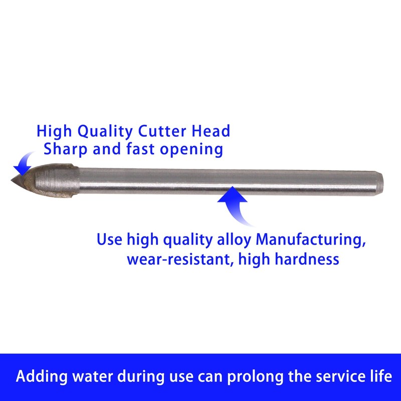 S SYDIEN 5pcs Triangle Head Tile Drill Bit 3/16 Inch(5mm)