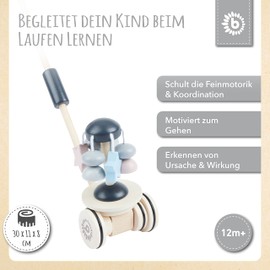 Bieco First Walking Toy Star - Children's Sliding Toy from 1 Year - Wooden Toy for Pushing - Wooden Slide Vehicle - Baby Sliding Toy Running Toy from 1 Year Sliding Rod Children Sliding Figure