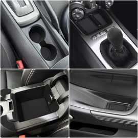 auovo 8pcs/kit Anti-dust Mats for Chevy Camaro Accessories 2010 2011 2012 2013 2014 2015 Car Cup Holder Inserts,Center Console Liner,Door Pocket Liner Mat Premium Custom Interior (Black)