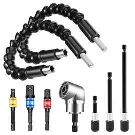 Angle Screwdriver Drill Attachments, 105° Angle Gear, 2 x Drill Extension Flexible, 3 x Magnetic Bit Extension, 3 x Socket Wrench Adapter Set for Cordless Screwdriver Set