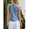 Tankaneo Womens Button Down Denim Vest Tops Sleeveless Fitted Jean