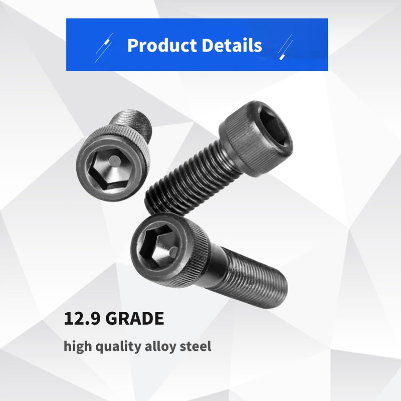 440 Pieces M3 Screw Set, Black Hex Bolts with Nuts