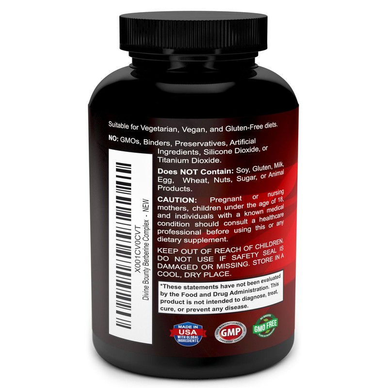 Divine Bounty Pure Berberine Complex - 600mg Per Capsule Berberine