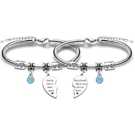 JMIMO BFF Bracelets for 2 Girls Best Friend Bracelets Friendship Gifts Long Distance Presents Best Friend Birthday Christmas Graduation Gifts