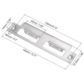 sourcing map Door Strike Plate 145mm x 37.5mm 201 Stainless Steel Latch Strike Plate for Door Frame Door Post Silver